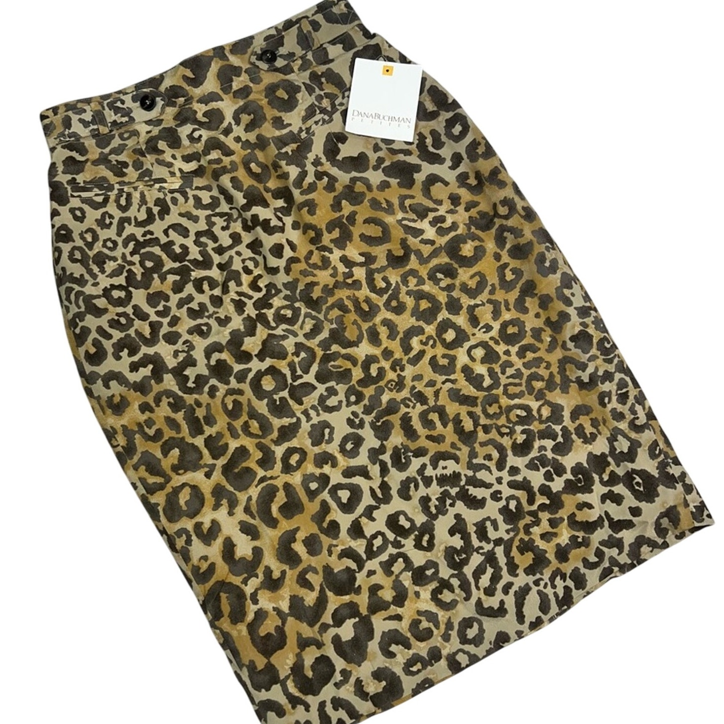 Dana Buchman Nwt Petite Cheetah Club Knee Length High Waist Skirt Size 2p
